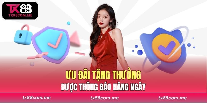 Bảng thông báo ưu đãi tặng thưởng hàng ngày cho hội viên mới tại nhà cái