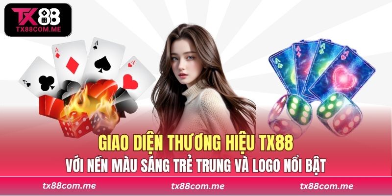 Giao diện thương hiệu TX88 với nền màu sáng trẻ trung và logo nổi bật